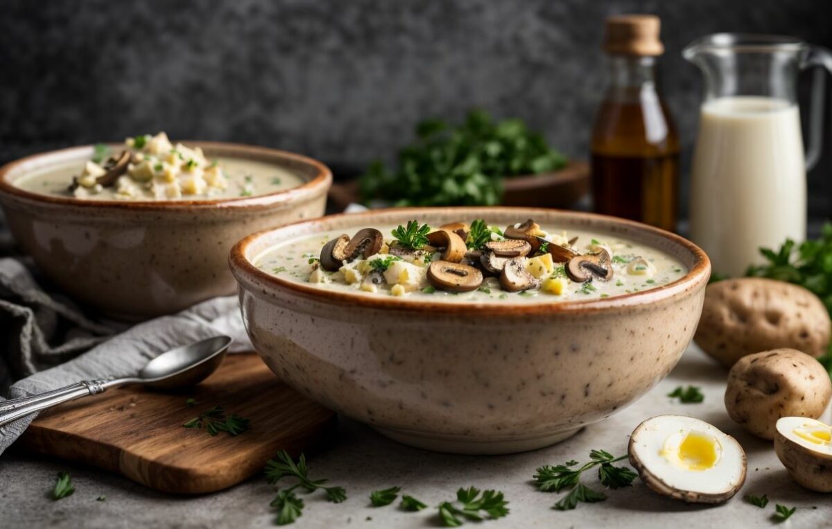 potato salad, creamy mushroom soup