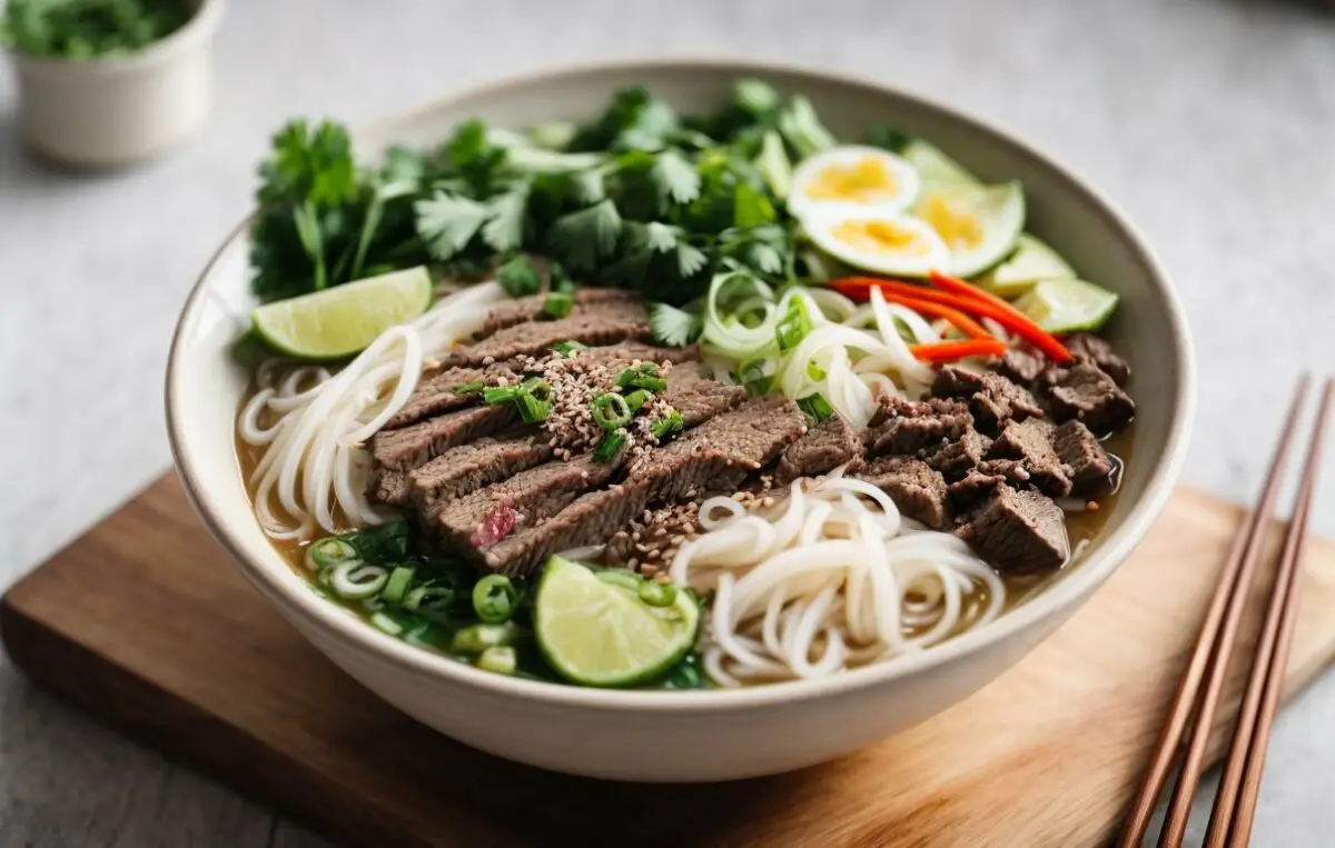 Beef phở with rice noodles