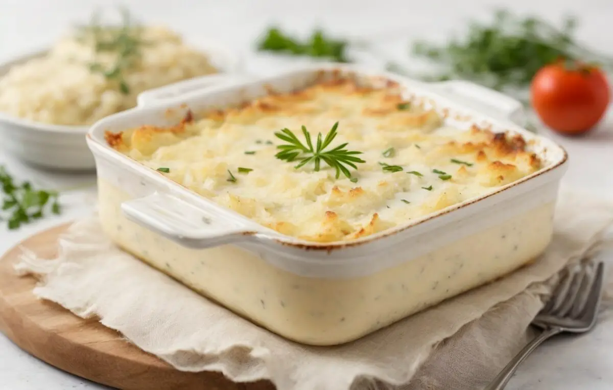 Creamy codfish gratin flavored with béchamel