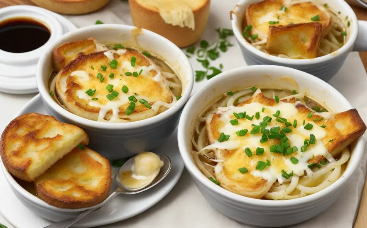 French onion soup with gruyere crouton