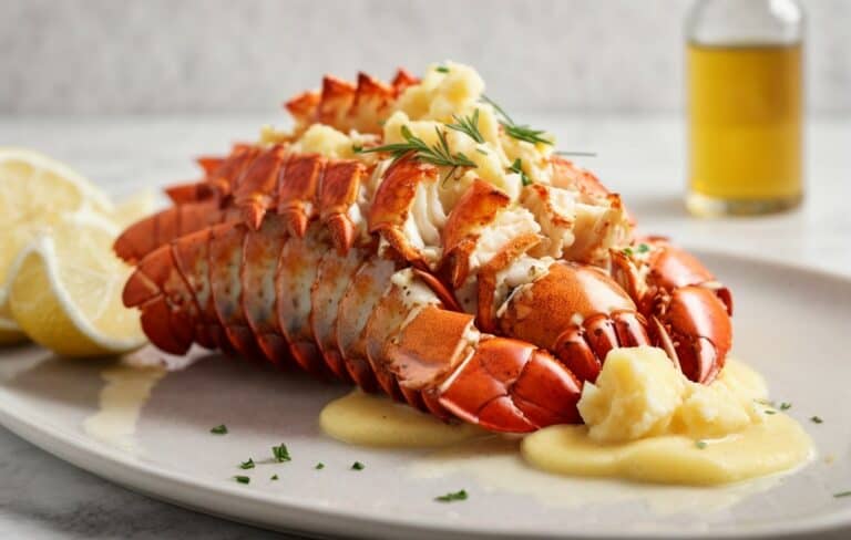 Fresh Maine lobster tail with clarified butter