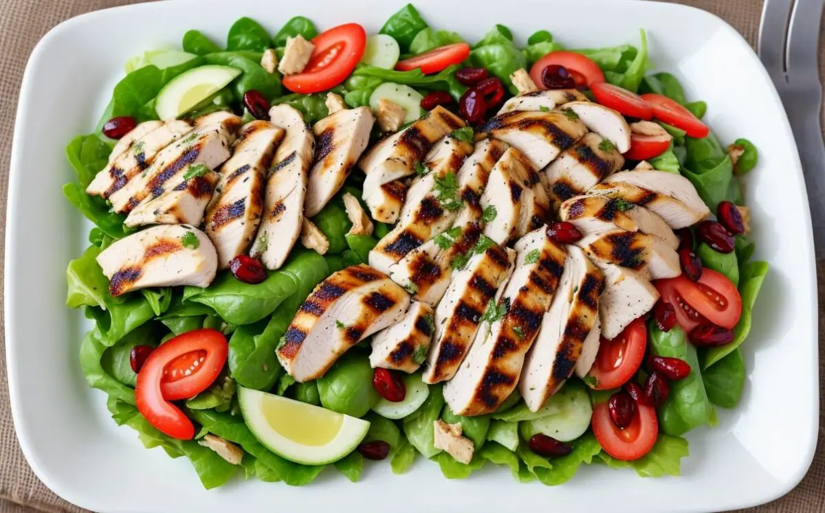 Grilled chicken salad with cranberries