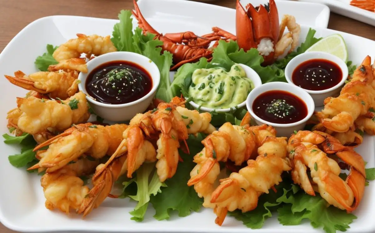 Lobster tempura with wasabi aioli and soy dipping sauce