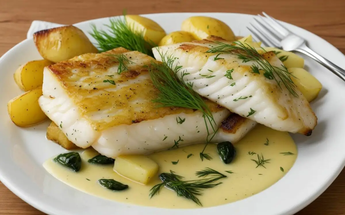 Seared Atlantic cod, dill beurre blanc, confit potatoes