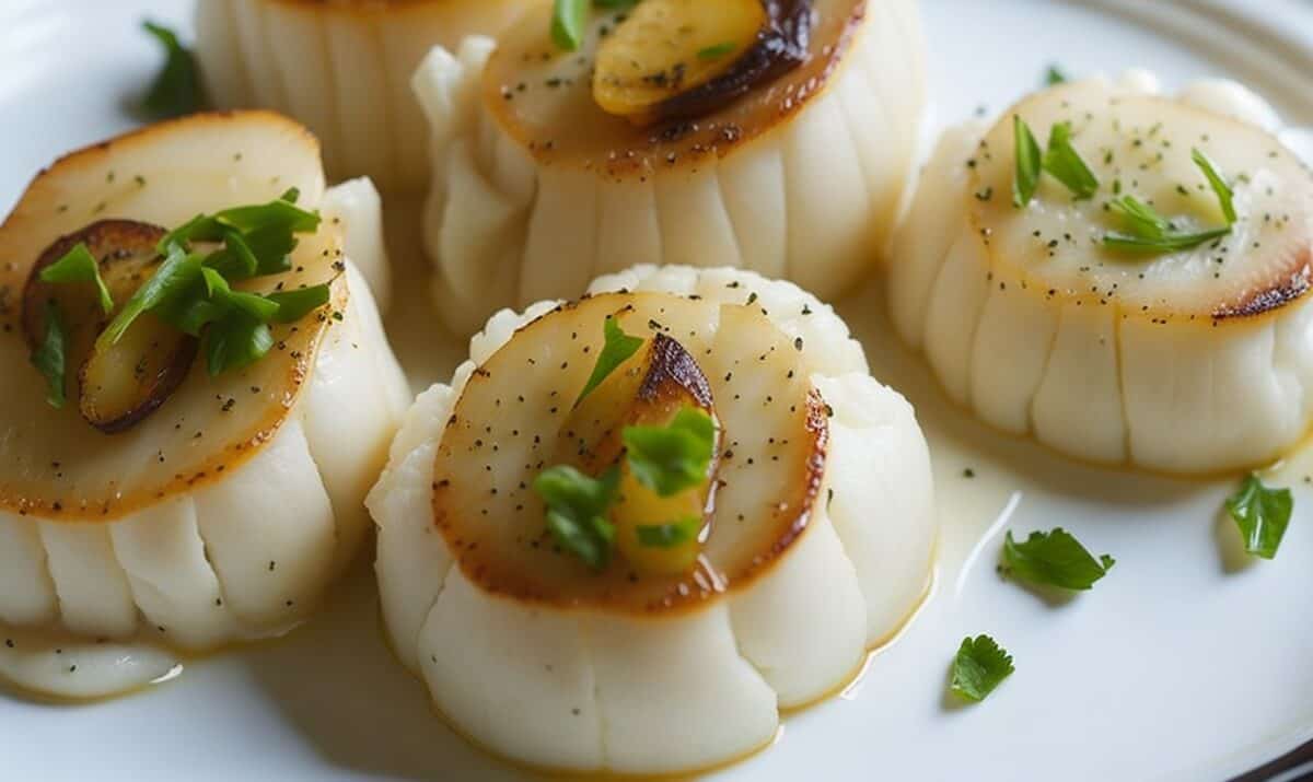 Seared scallops with cauliflower puree