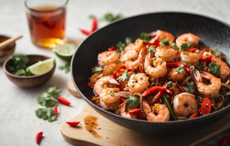 Wok-seared shrimp with ginger, chili, and Vietnamese fish sauce