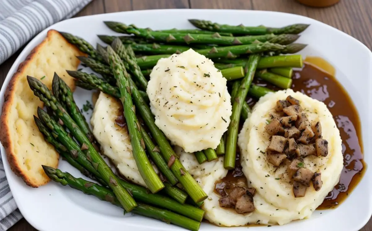 truffle mashed potatoes, grilled asparagus